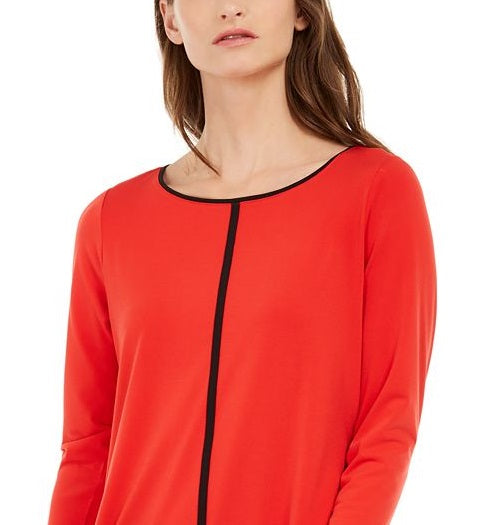 Alfani Women's Piped Tunic Wine Size Petite XL