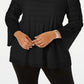 Alfani Women's Smocked Stripe Top Black Size 2X