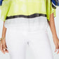 Alfani Women's Colorblocked Bubble Top White Size Petite L
