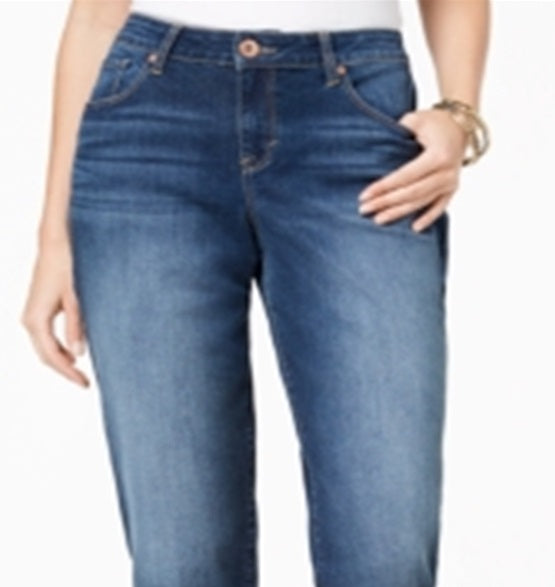 स्टाइल एंड कंपनी विमेंस कर्वी-फिट कफ्ड बॉयफ्रेंड जीन्स ब्लू साइज़ 2
