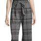 John Paul Richard Women's Plaid Tie Front Pull on Pants Black Size Small