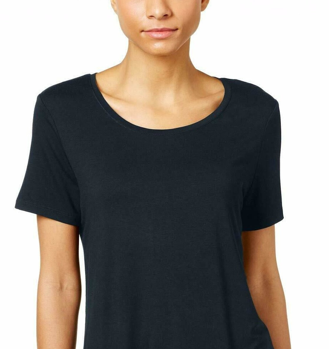 JM Collection Women's Shirttail Hem Top Dark Blue Size Petite L