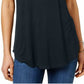 JM Collection Women's Shirttail Hem Top Dark Blue Size Petite L