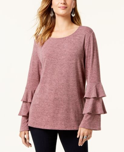 Style & Co Women's Tiered Sleeve Top Pink Size XXL