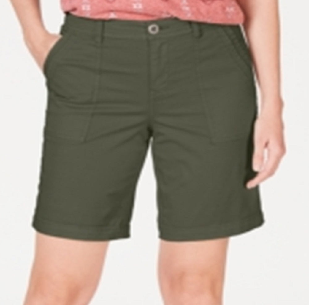 Style & Co Women's Double Pocket Cuffed Shorts Green Size 16