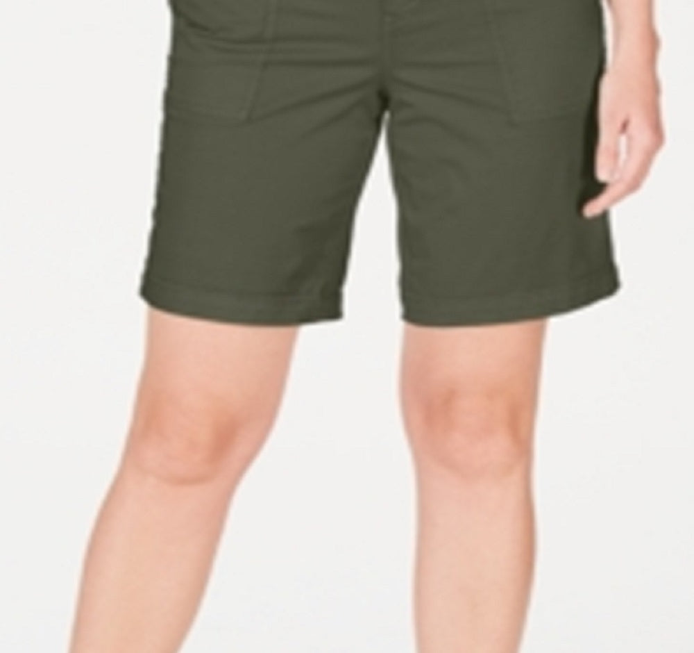 Style & Co Women's Double Pocket Cuffed Shorts Green Size 16