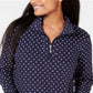 Karen Scott Women's Sport Printed Zip Top Blue Size M