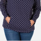 Karen Scott Women's Sport Printed Zip Top Blue Size M