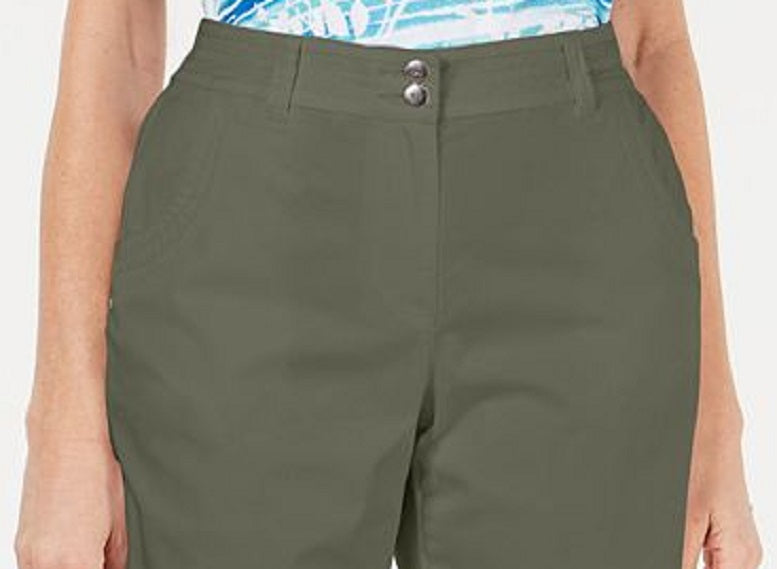 Karen Scott Women's Curved Pocket Shorts Green Size 6