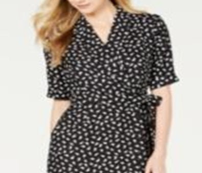 Calvin Klein Women's Printed Wrap Dress Black Size 6