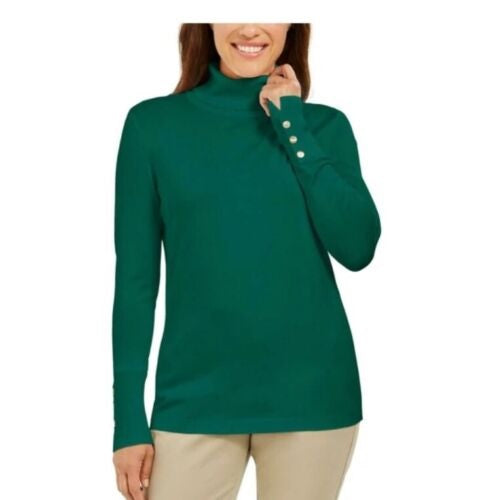 JM Collection Women's Turtleneck Top Green Size Large