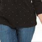 Karen Scott Women's Petite Studded Top  Black Size Petite M