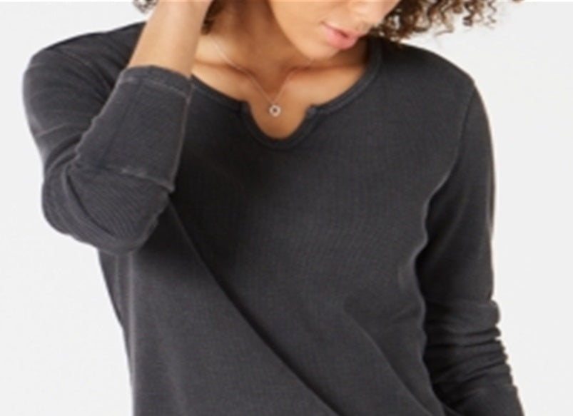 Style & Co Women's Cotton Thermal Top Gray Size Petite L