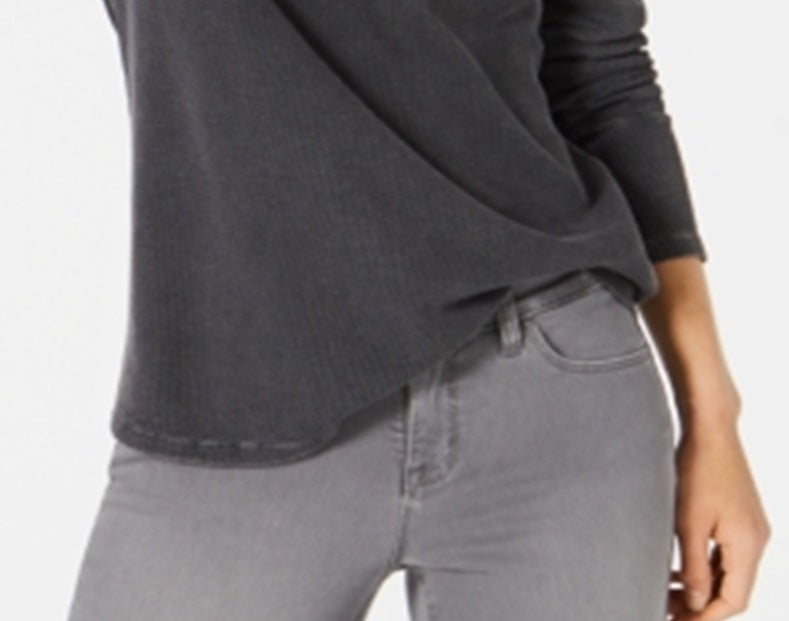 Style & Co Women's Cotton Thermal Top Gray Size Petite L