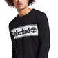 Timberland Men's Linear Logo Graphic Long Sleeve T-Shirt Black Size X-Large