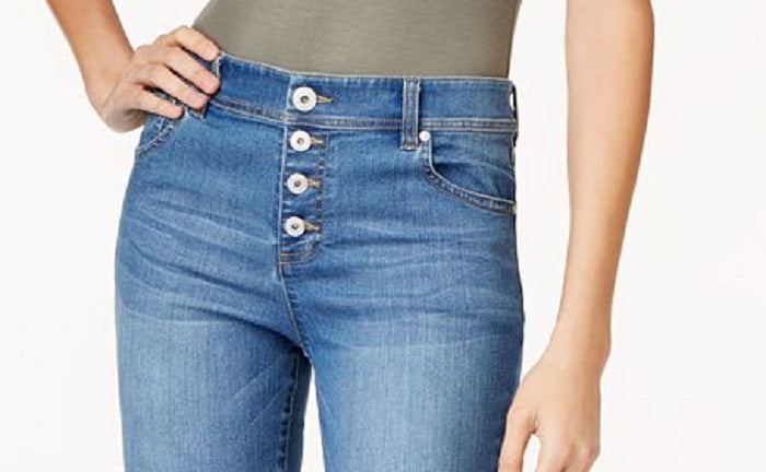 INC International Concepts Women's Cropped Fringe Trim Jeans Blue Size 18