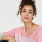 Charter Club Women's Cashmere Striped Rolled Sweater Pink Size Small