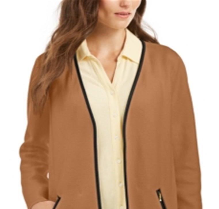 Charter Club Women's Milano Cotton Completer Sweater Brown Size Petite XL