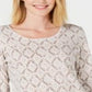 Karen Scott Women's Vine Print 3/4 Sleeve Top Brown Size Medium