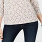 Karen Scott Women's Vine Print 3/4 Sleeve Top Brown Size Medium