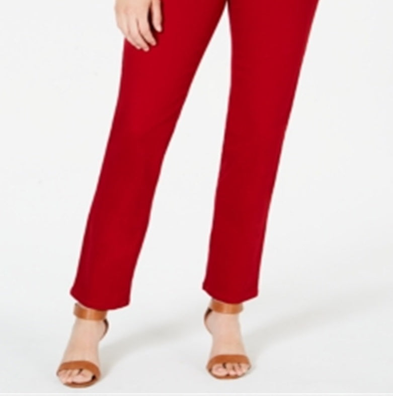 Style & Co Women's Tummy Control Straight Leg Fashion Jeans Red Size 2