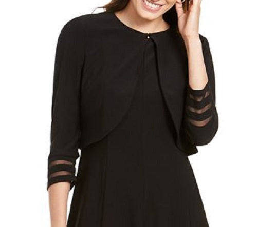 Jessica Howard Women's Illusion Detail Fit & Flare Dress Jacket Black Size 12