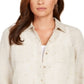 Charter Club Women's Linen Foiled Dot Shirt Brown Size -Petite L