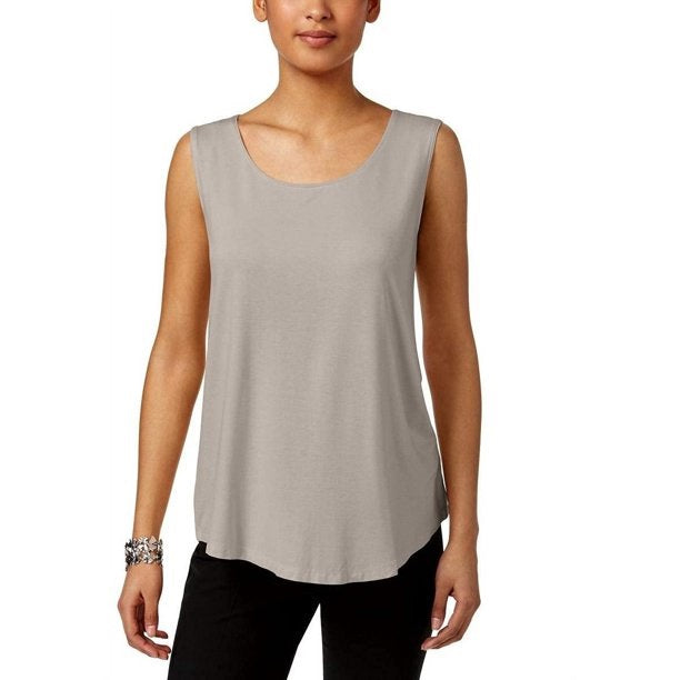 JM Collection Women's Scoop Neck Tank Top Gray Size X-Small