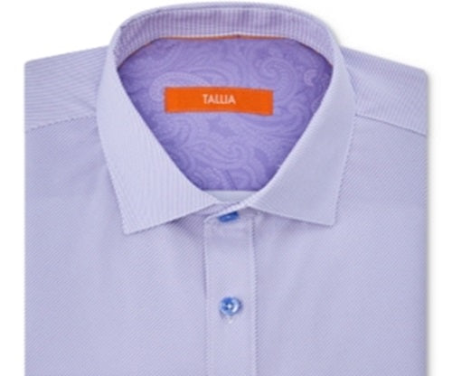 Tallia Men's Striped Houndstooth Button Down Shirt Purple Size 34-35