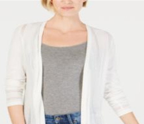 Charter Club Women's Long Sleeve Open Cardigan Top White Size Small