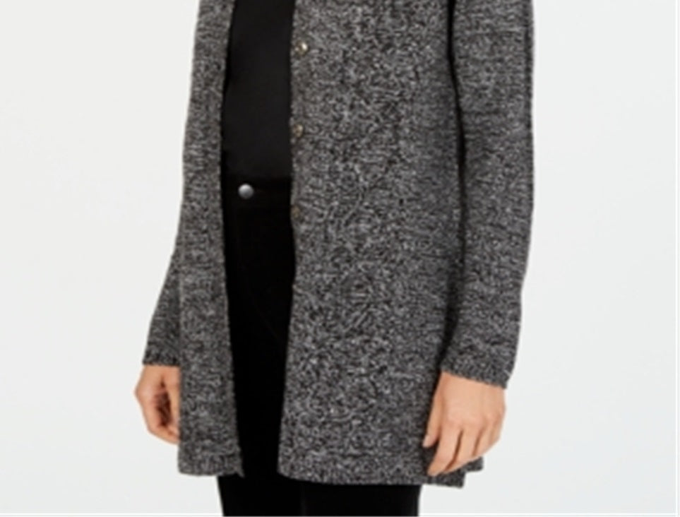 Karen Scott Women's Button Front Duster Cardigan Gray Size Petite S
