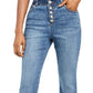 INC International Concepts Women's High Rise Curvy Fit Button Fly Bootcut Jeans Blue Size 2