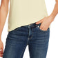 CeCe Women's Collared Pleated Cap Sleeve Blouse Yellow Size Medium