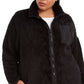 Calvin Klein Women's Mock Neck Sherpa Jacket Black Size 3X