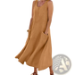 Sleeveless Linen A-line Maxi Dress with Pockets