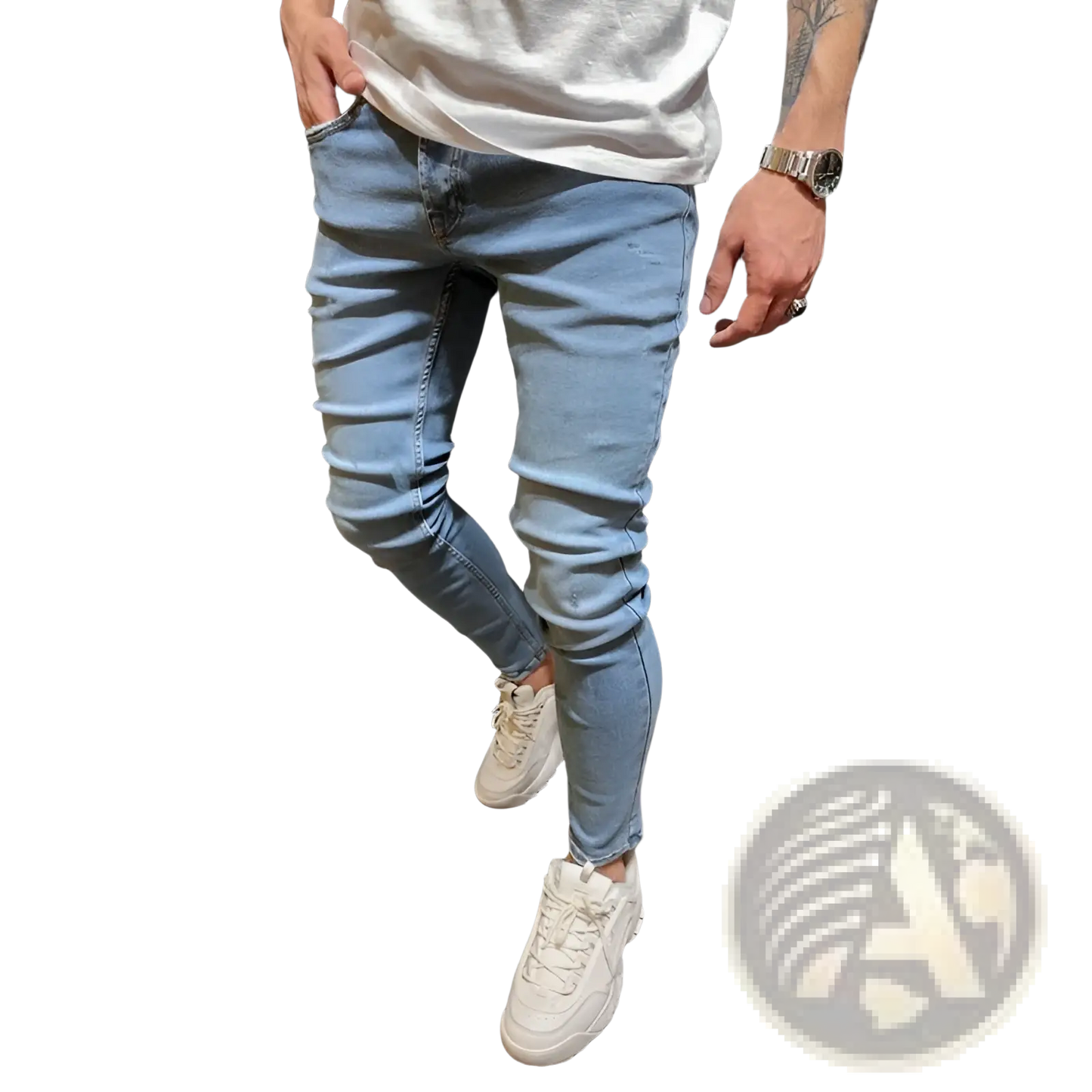 Slim Fit Light Wash Distressed Denim Jeans
