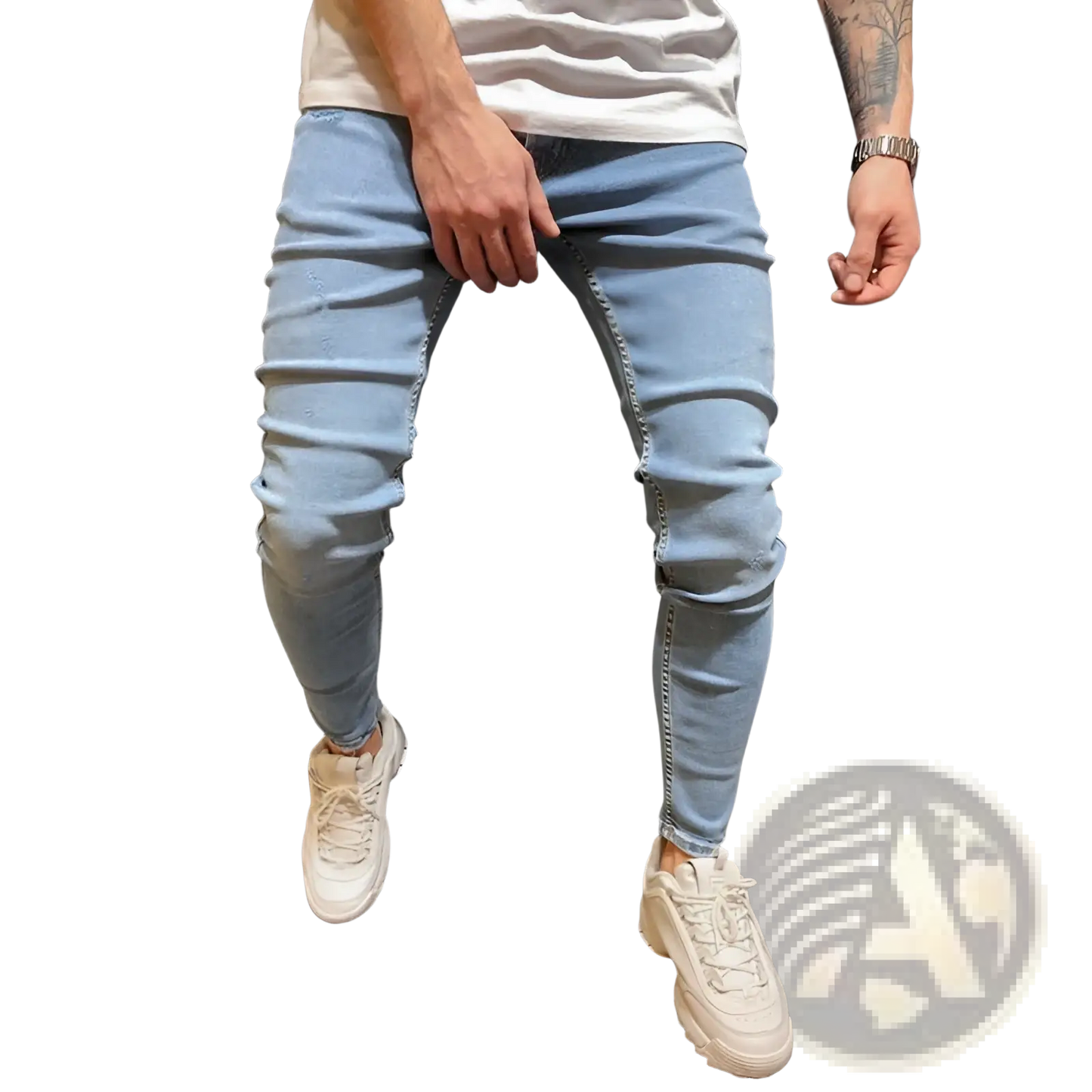 Slim Fit Light Wash Distressed Denim Jeans