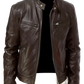 Slim Fit Pu Leather Motorcycle Jacket with Zippers