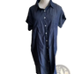 Slim Fit Short Sleeve Button Front Denim Midi Dress