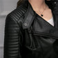 Women's Slim Fit Quilted Faux Leather Motorcycle Jacket
