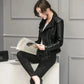 Women's Slim Fit Quilted Faux Leather Motorcycle Jacket