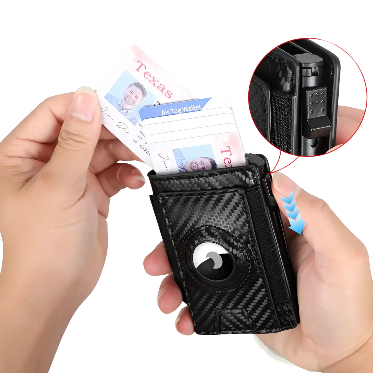 Slim Rfid Carbon Fiber Pop Up Card Wallet with Money Clip