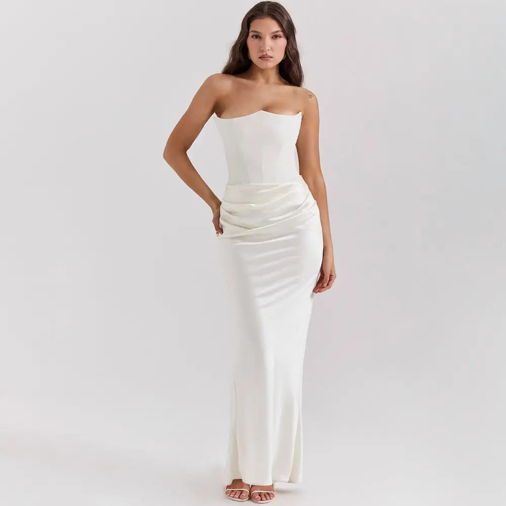 Satin Strapless Backless Mermaid Evening Gown