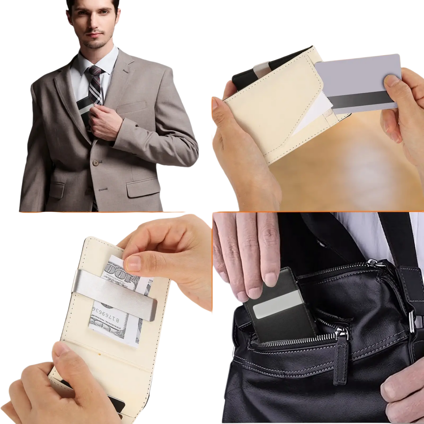 Slim Unisex Pu Leather Wallet with Metal Money Clip