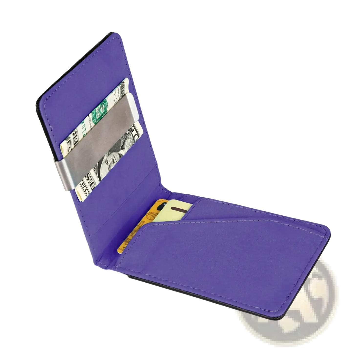 Slim Unisex Pu Leather Wallet with Metal Money Clip