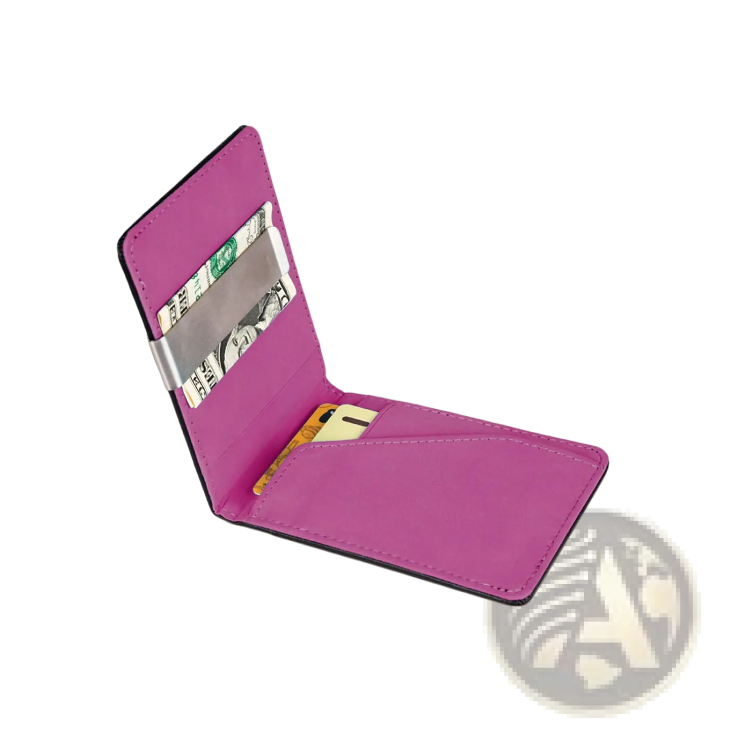 Slim Unisex Pu Leather Wallet with Metal Money Clip