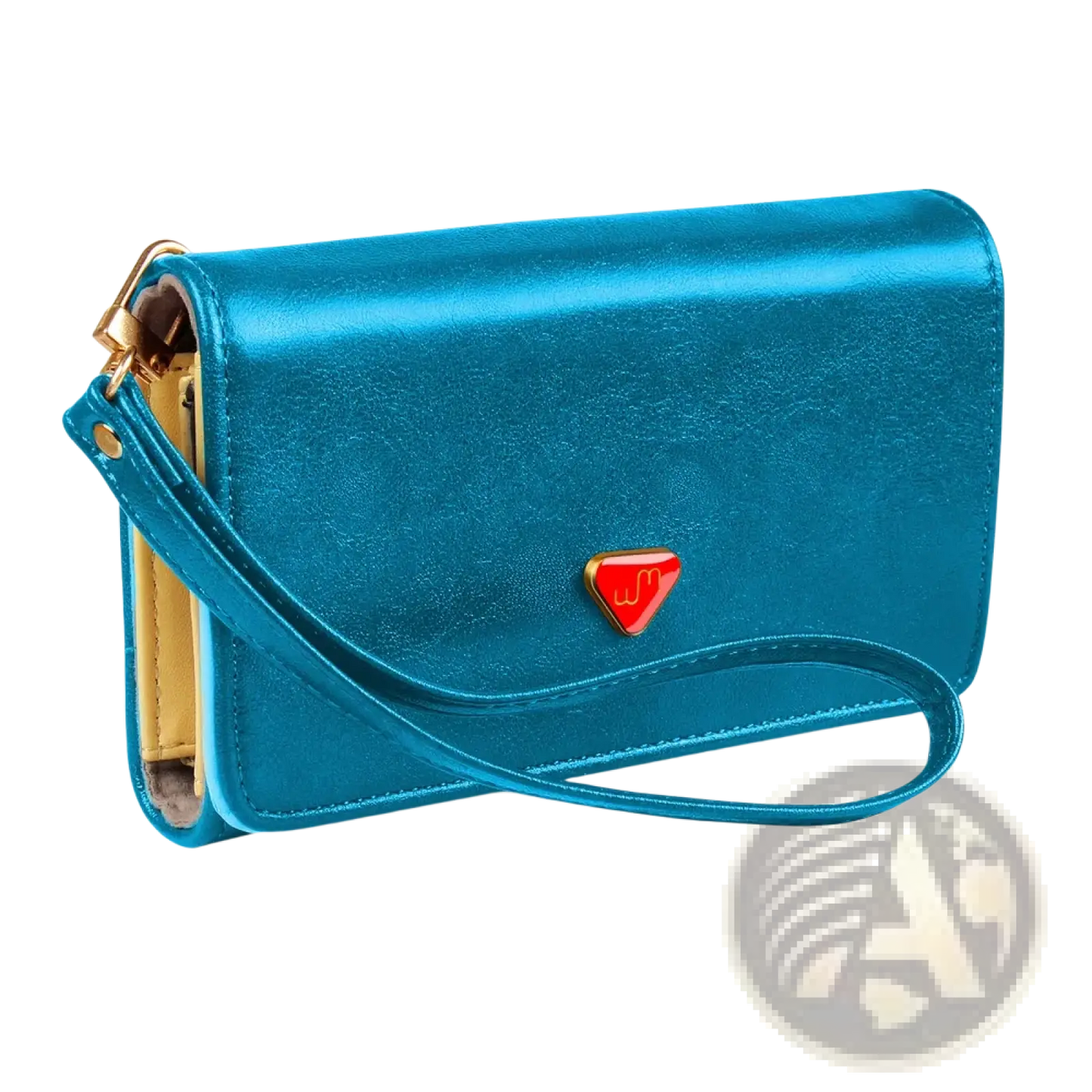 Slim Women's Teal Pu Leather Wristlet Wallet with Coin Pocket