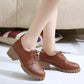 Women's Lace Up Leather Oxford Shoes with Chunky Sole