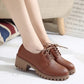Women's Lace Up Leather Oxford Shoes with Chunky Sole