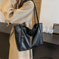 Large Faux Leather Minimalist Commuter Tote Bag